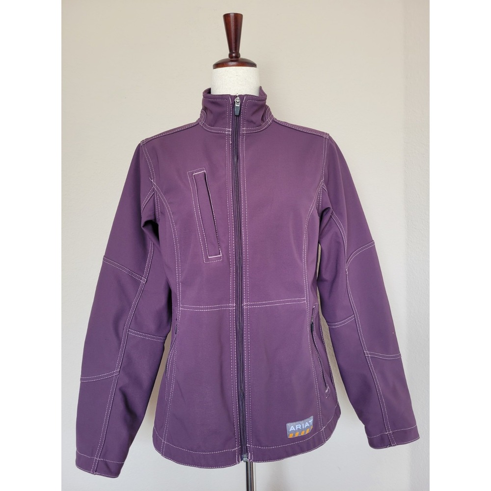 Ariat Rebar Stretch Canvas Jacket Softshell Purple Full Zip Womens Size S Petite